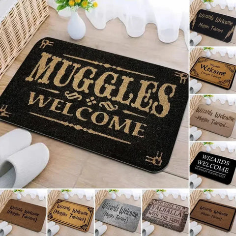 Navak Carpet Welcome Muggles Eingangsmatte Wohnzimmer Bodendekoration Teppich Rutschfester, leicht zu reinigender Teppich Home Office Waschbare Fußmatten