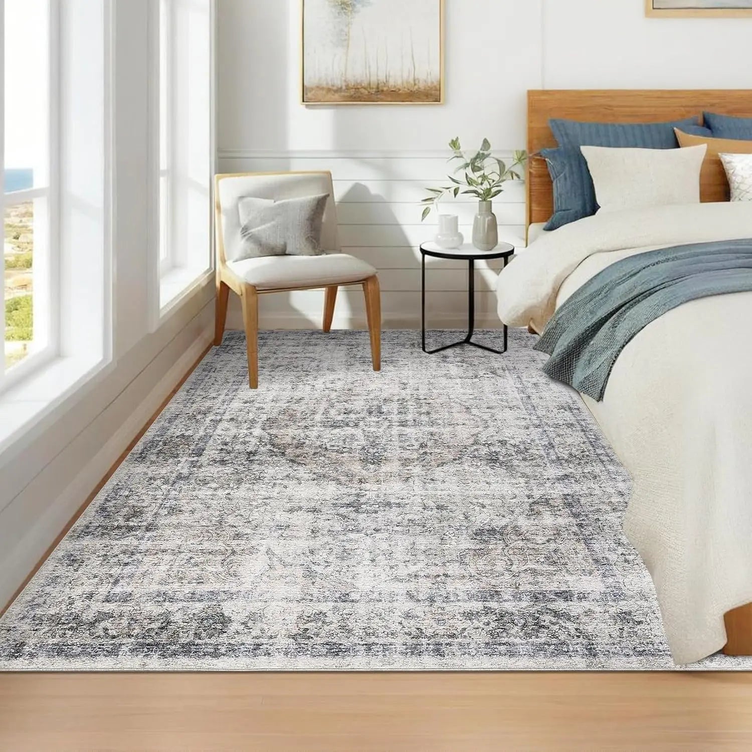 Navak Carpet Washable Area Rug Stain-Resistant Throw Rug Indoor Carpet with Non-Slip Backing Foldable Floor Cover for Living Room, Bedroom
