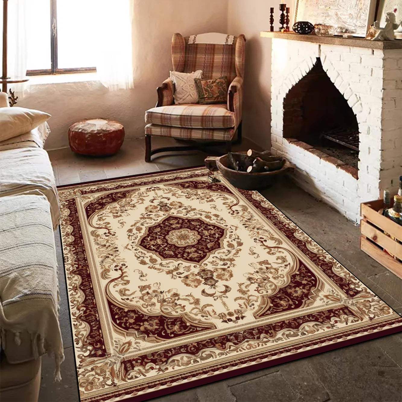 Navak Teppich, Bohemian Schlafzimmer Nachttisch Weicher Teppich Großflächiger Teppich für Wohnzimmer Zimmerdekor Rutschfeste Fußmatten Eingangstürmatte im persischen Stil