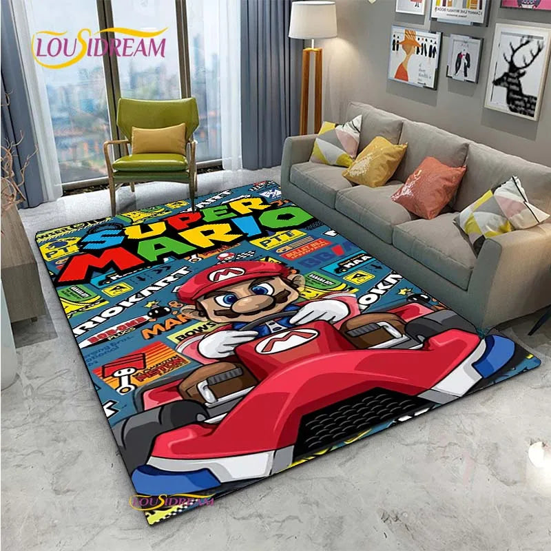 Navak Teppich Mario Cartoon Anime Teppich für Wohnzimmer Schlafzimmer Niedliche Teppiche Tisch Küchentür Kinder Rutschfeste Fußmatten Alfombra Geburtstagsgeschenk
