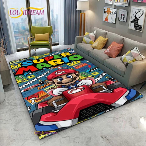 Navak Teppich Mario Cartoon Anime Teppich für Wohnzimmer Schlafzimmer Niedliche Teppiche Tisch Küchentür Kinder Rutschfeste Fußmatten Alfombra Geburtstagsgeschenk