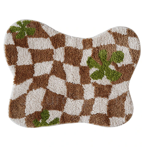Navak Teppich, kariert, unregelmäßig, Küchenteppich, weich, flauschig, Tufting-Teppich, rutschfest, saugfähig, Badezimmer-Bodenmatte, Schlafzimmer-Toilettentür-Teppich